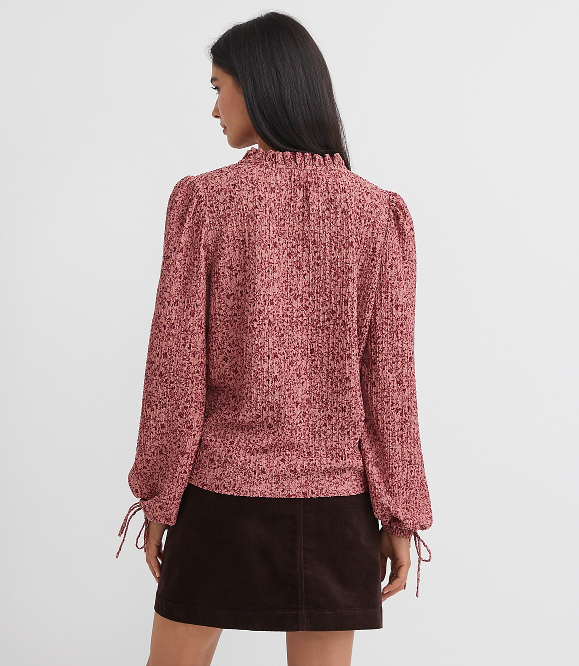 Petite Floral Ruffle Tie Cuff Top