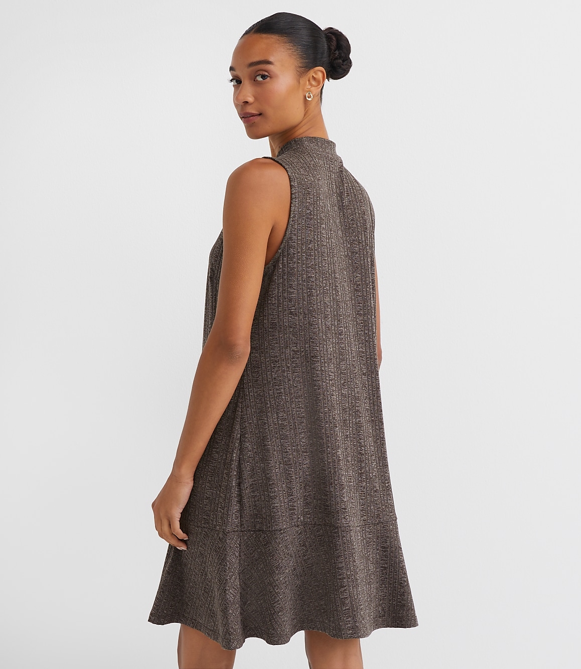 Petite Mock Neck Flounce Mini Dress
