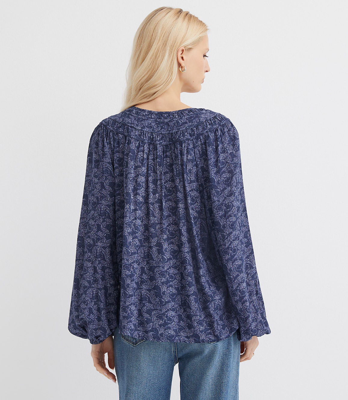 Petite Swirl Stitched Yoke Blouse