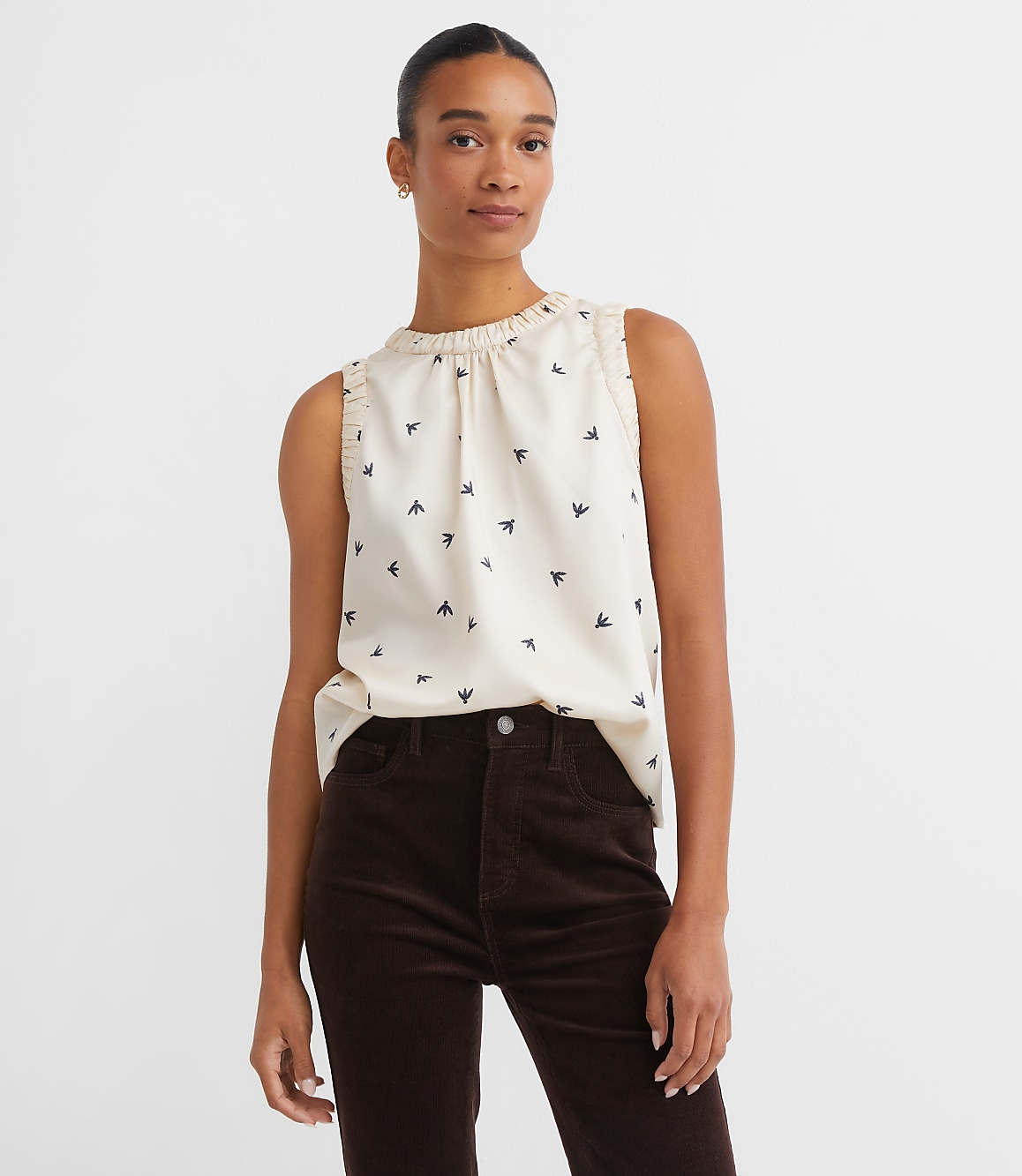 Floral Ruched Trim Shell