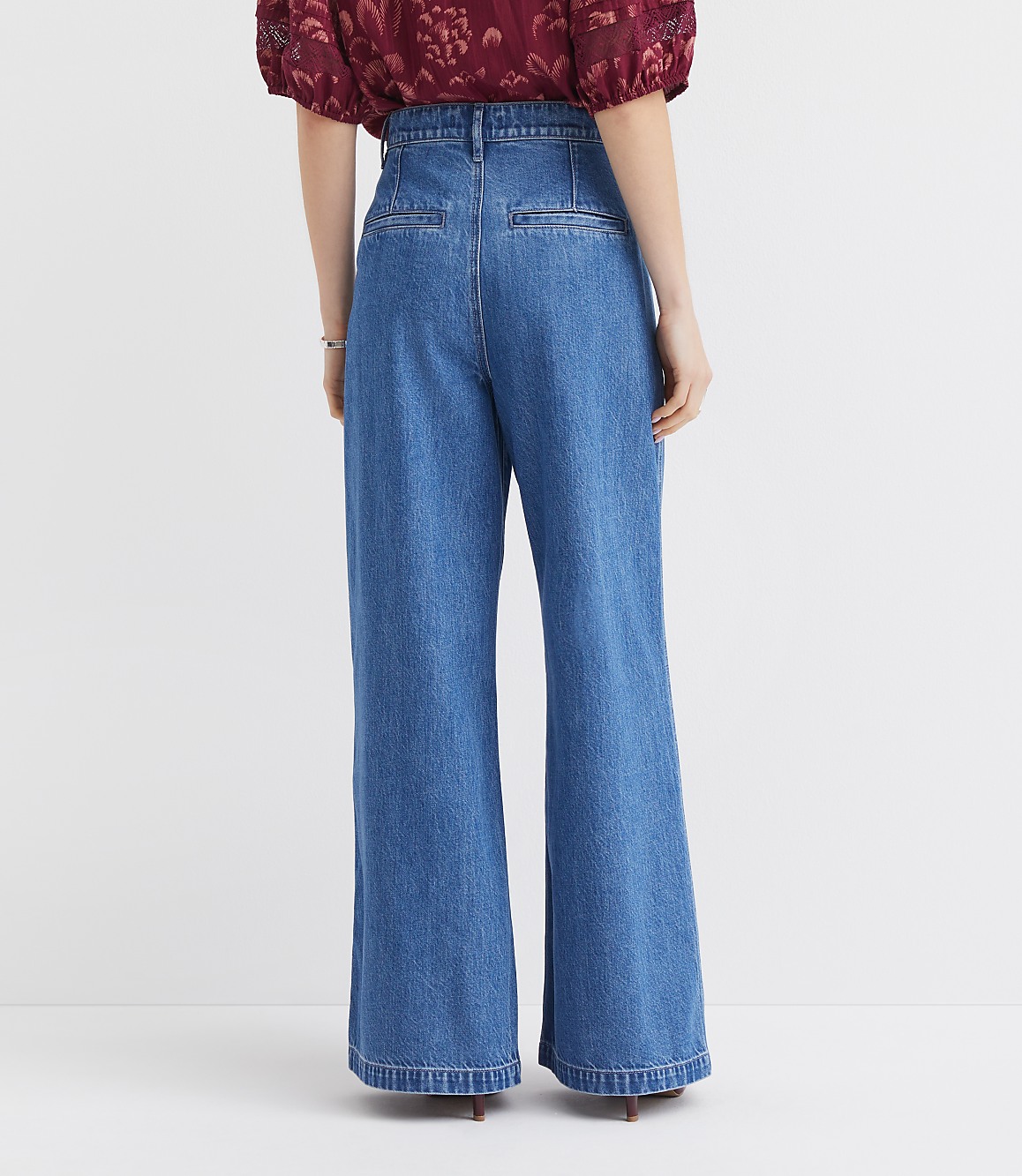 High Rise Trouser Jeans in Bright Mid Indigo Wash
