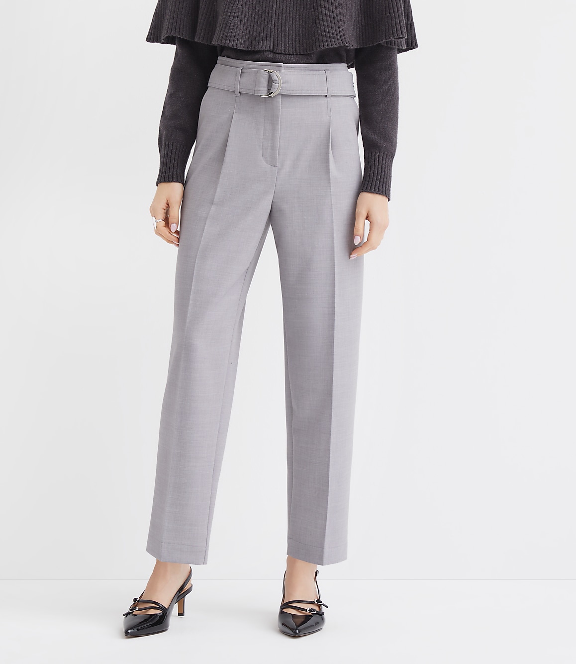 Belted Taper Pants in Melange