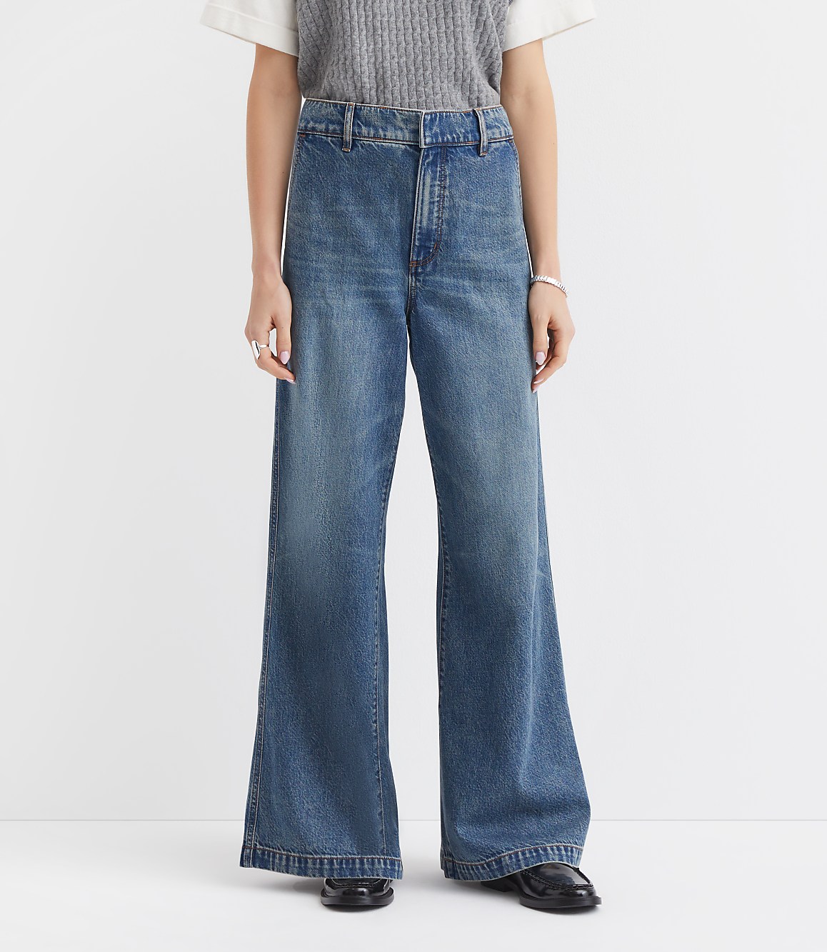 Curvy High Rise Trouser Jeans in Authentic Vintage Mid Wash