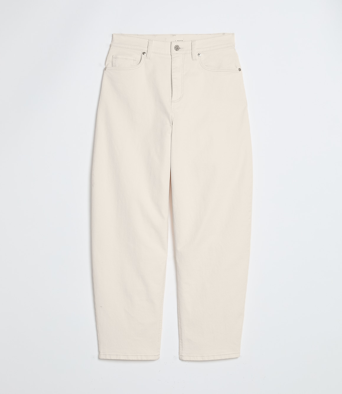 Petite High Rise Barrel Jeans in Ivory