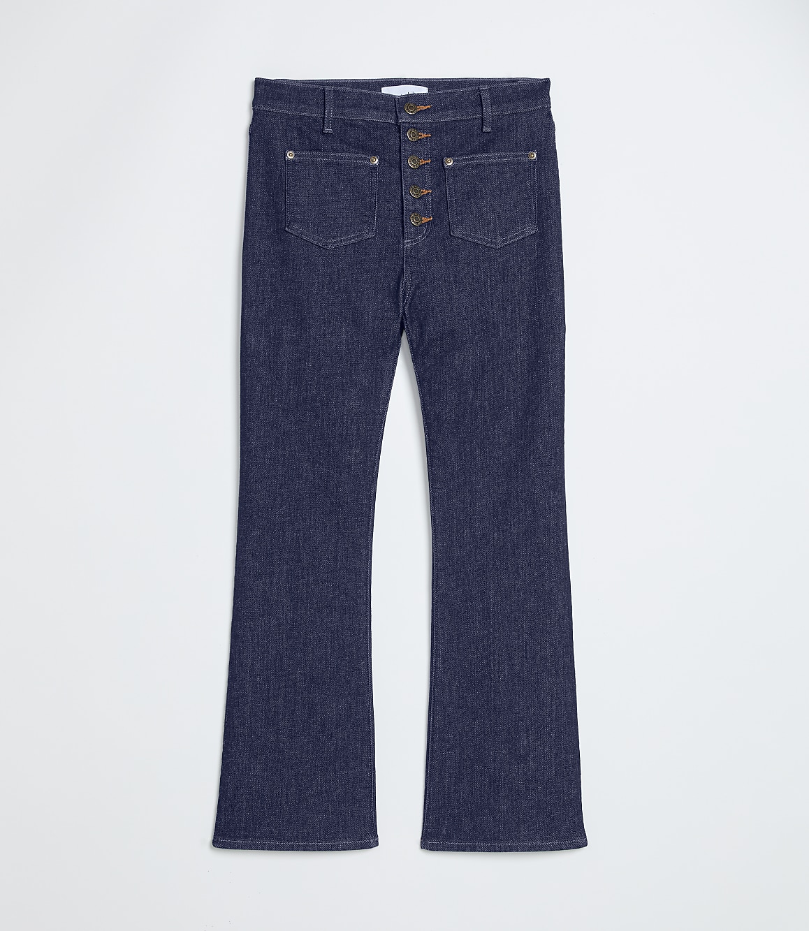 Patch Pocket High Rise Kick Crop Jeans in Classic Rinse Wash