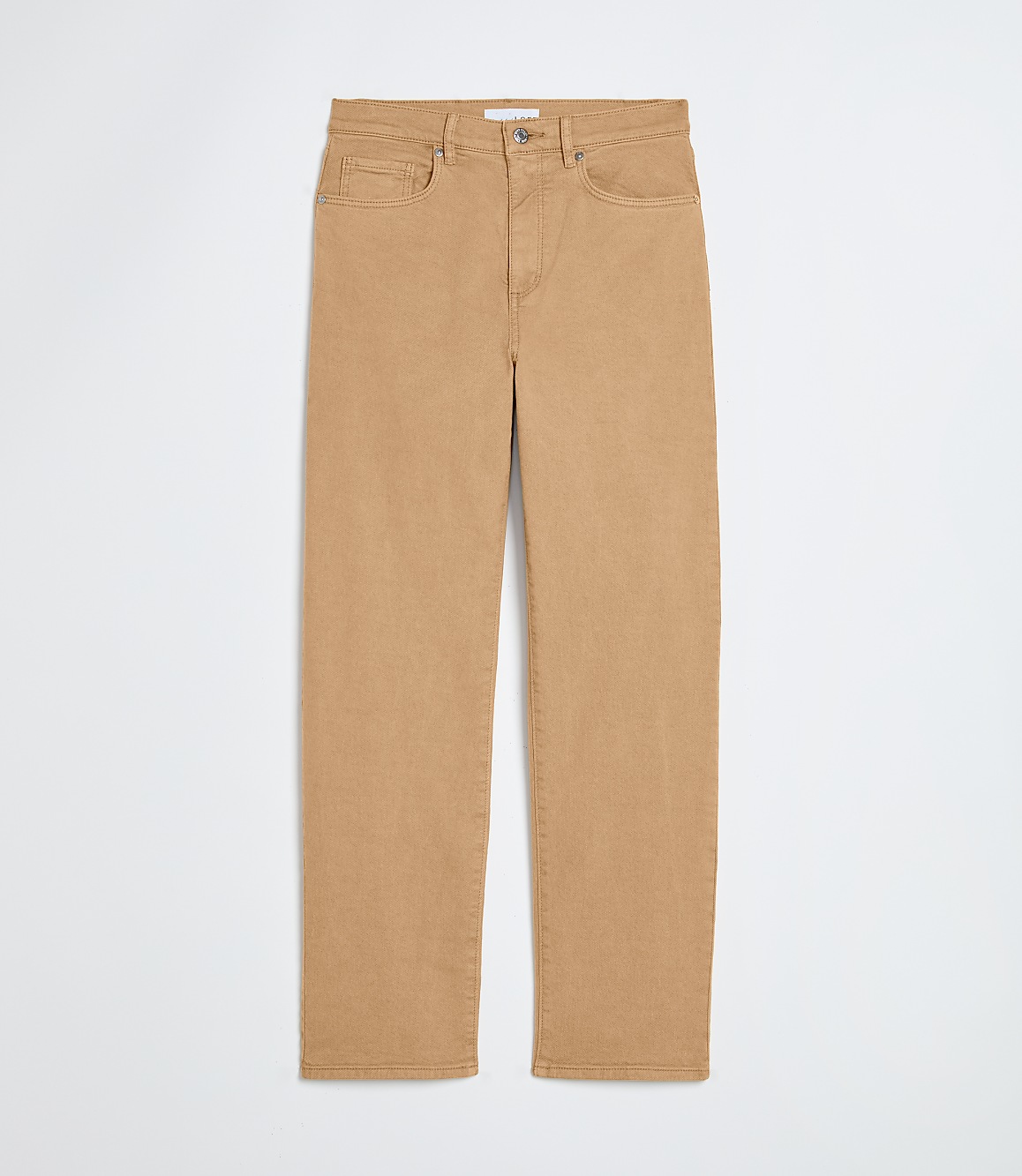 Petite High Rise Straight Jeans in Cashew Tan