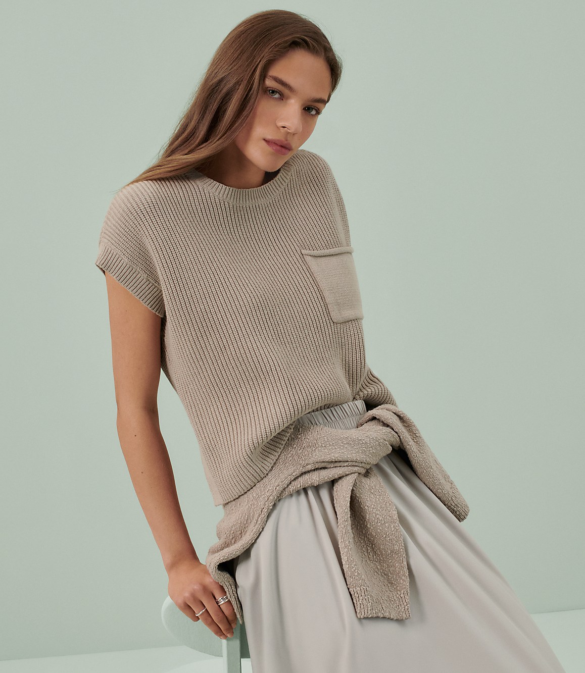 Lou & Grey Ribbed Pocket Wedge Sweater