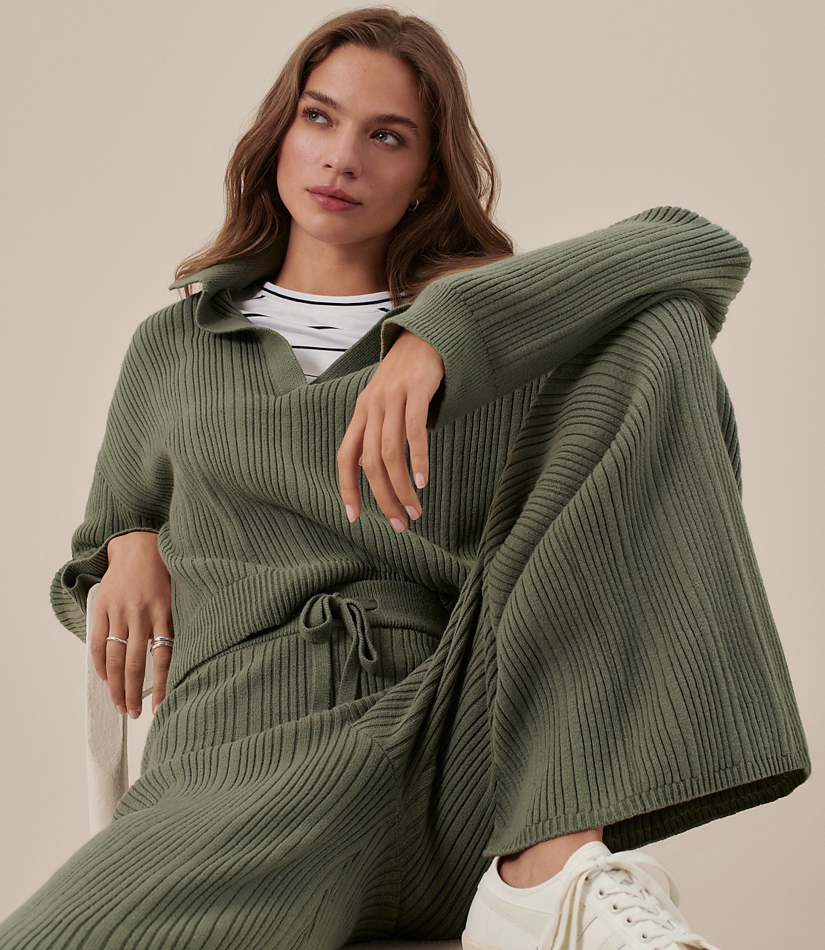 Lou & Grey Ribbed Collared Sweater