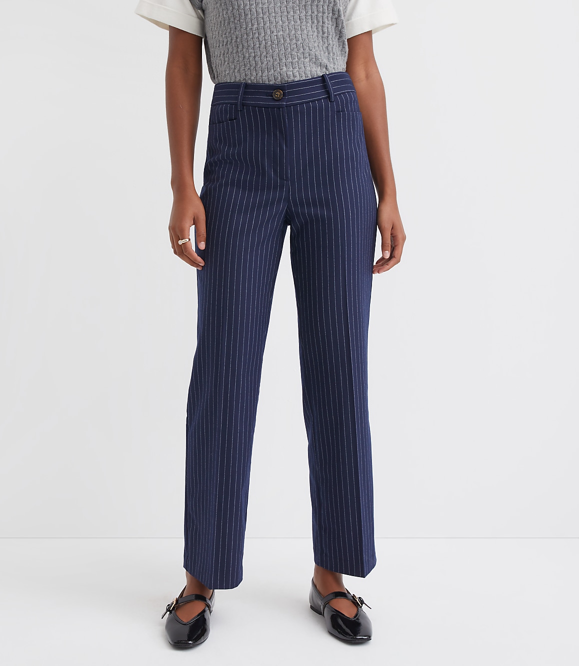 Petite Curvy Parker Straight Pants in Pinstripe