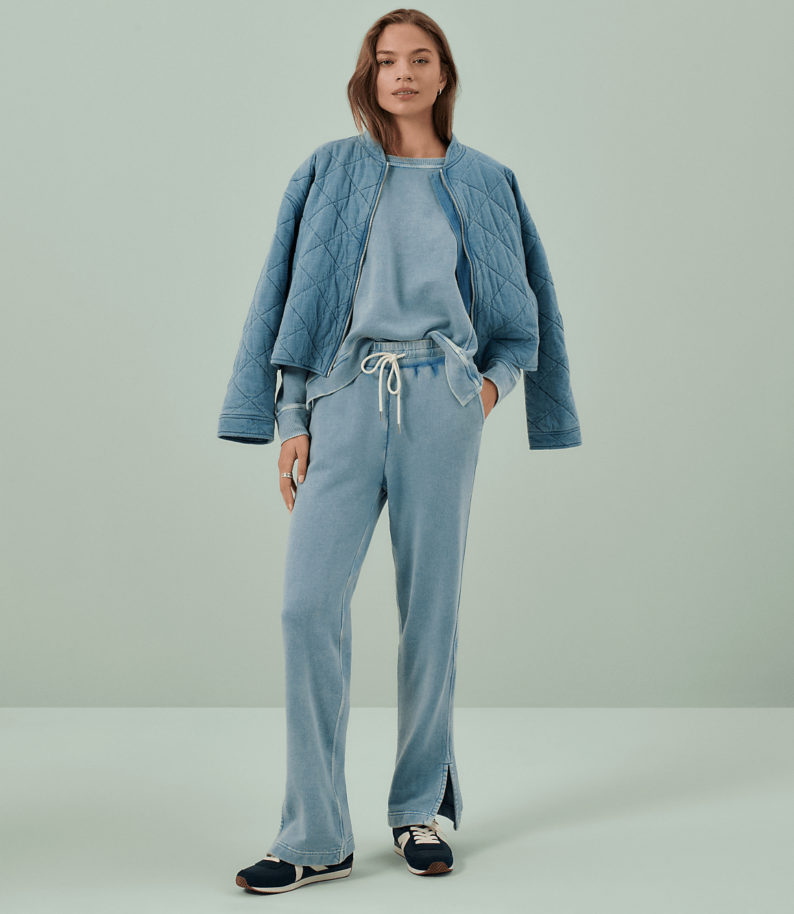 Petite Lou & Grey Denim Washed Sweatpants