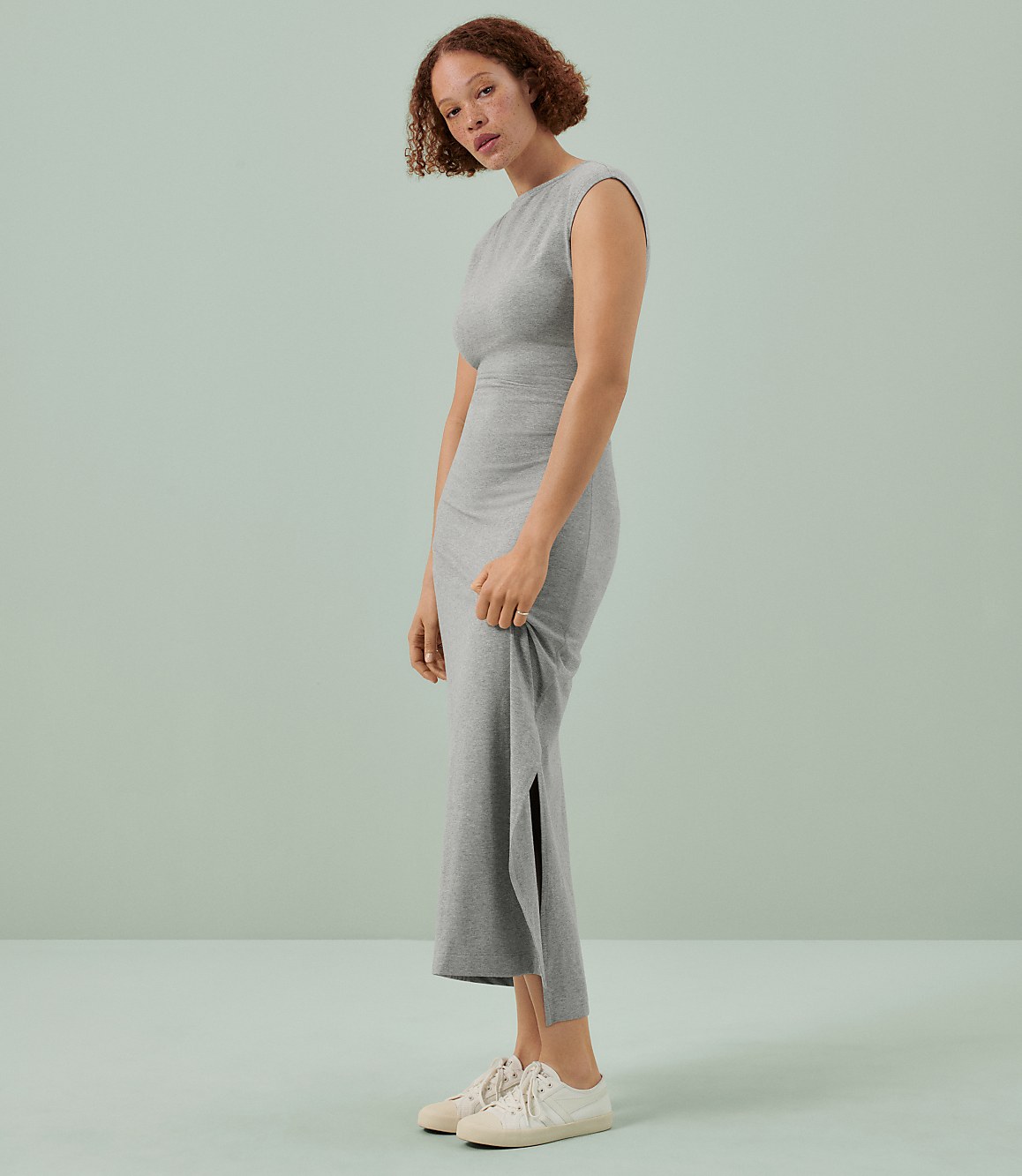 Lou & Grey Heathered Softened Boatneck Maxi Dress