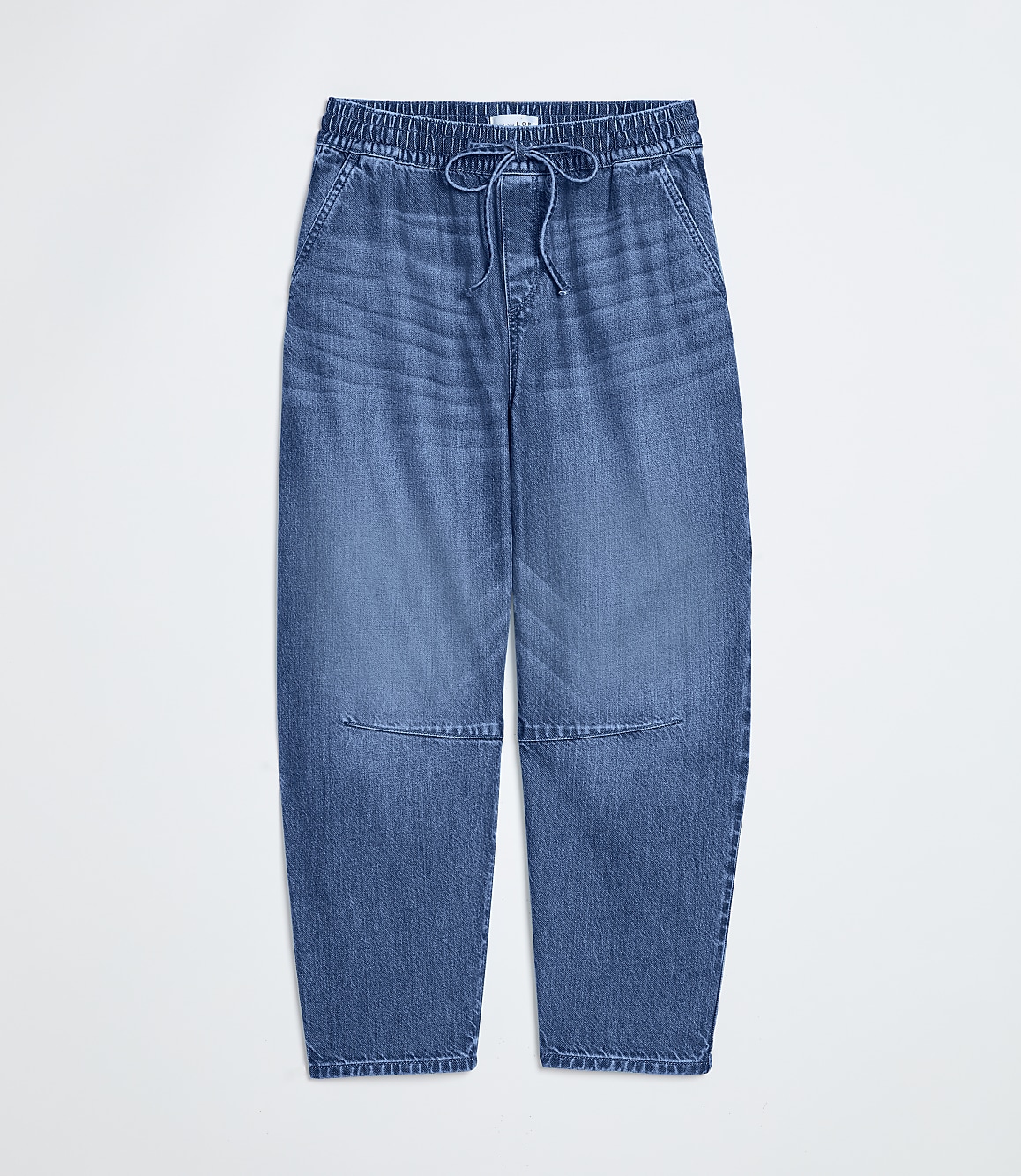 Pull On High Rise Barrel Jeans in Vintage Light Indigo Wash