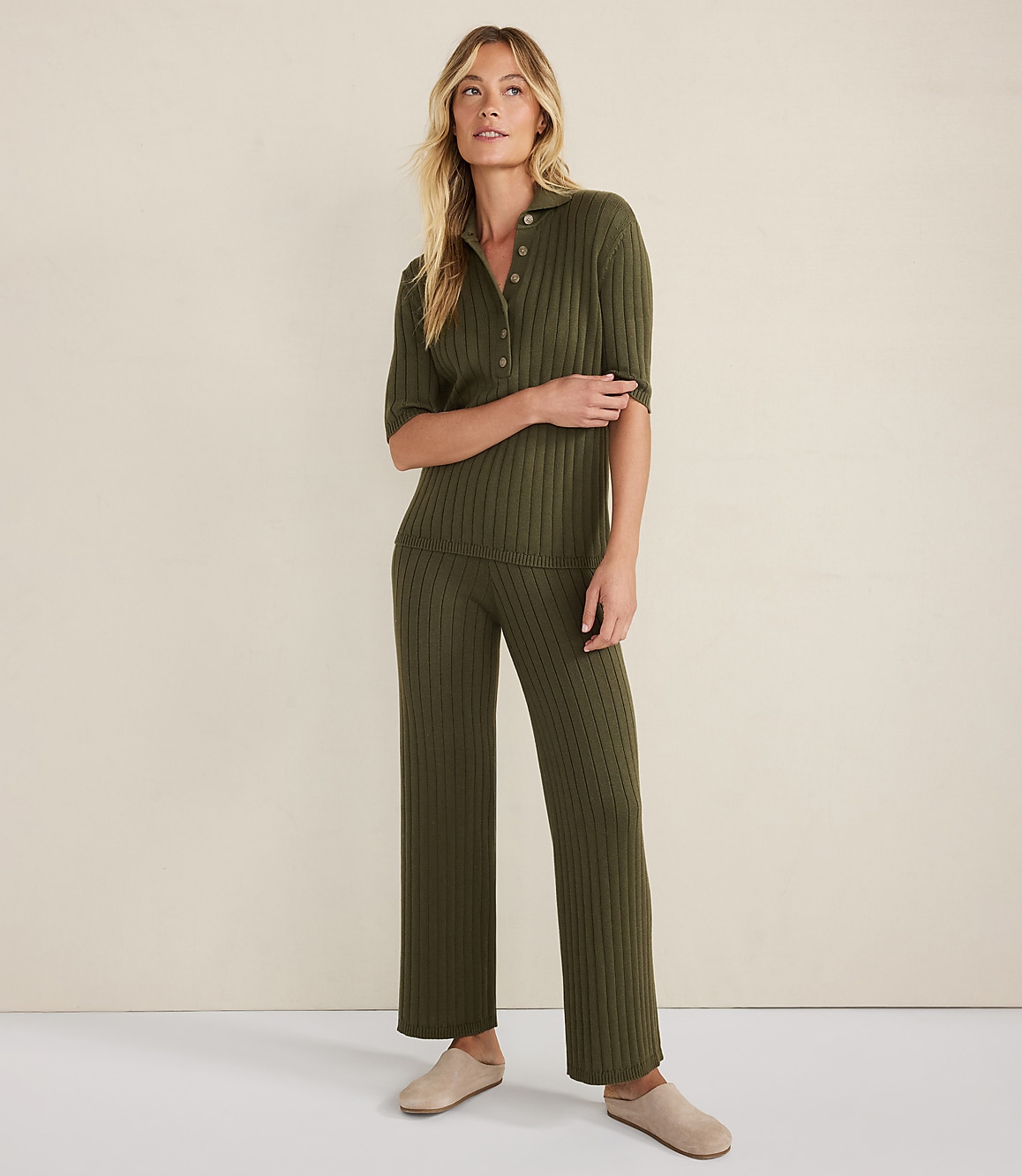 Haven Well Within Organic Cotton Ribbed Straight Leg Pants