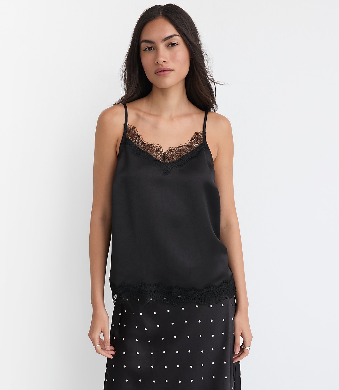 Lace Trim Satin Cami