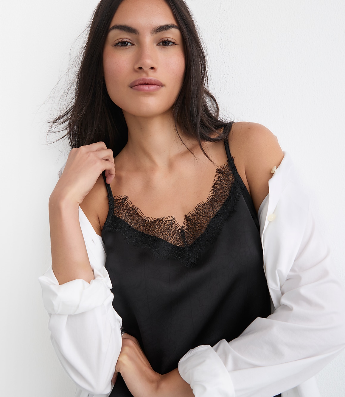 Lace Trim Satin Cami