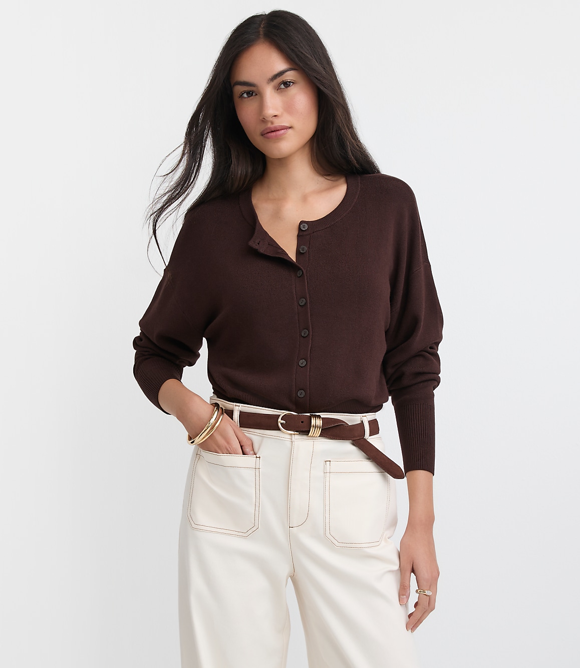 Ribtrim Waist Cardigan