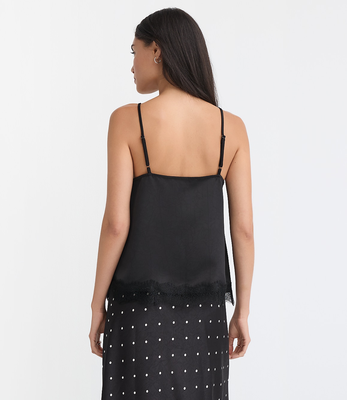 Petite Lace Trim Satin Cami