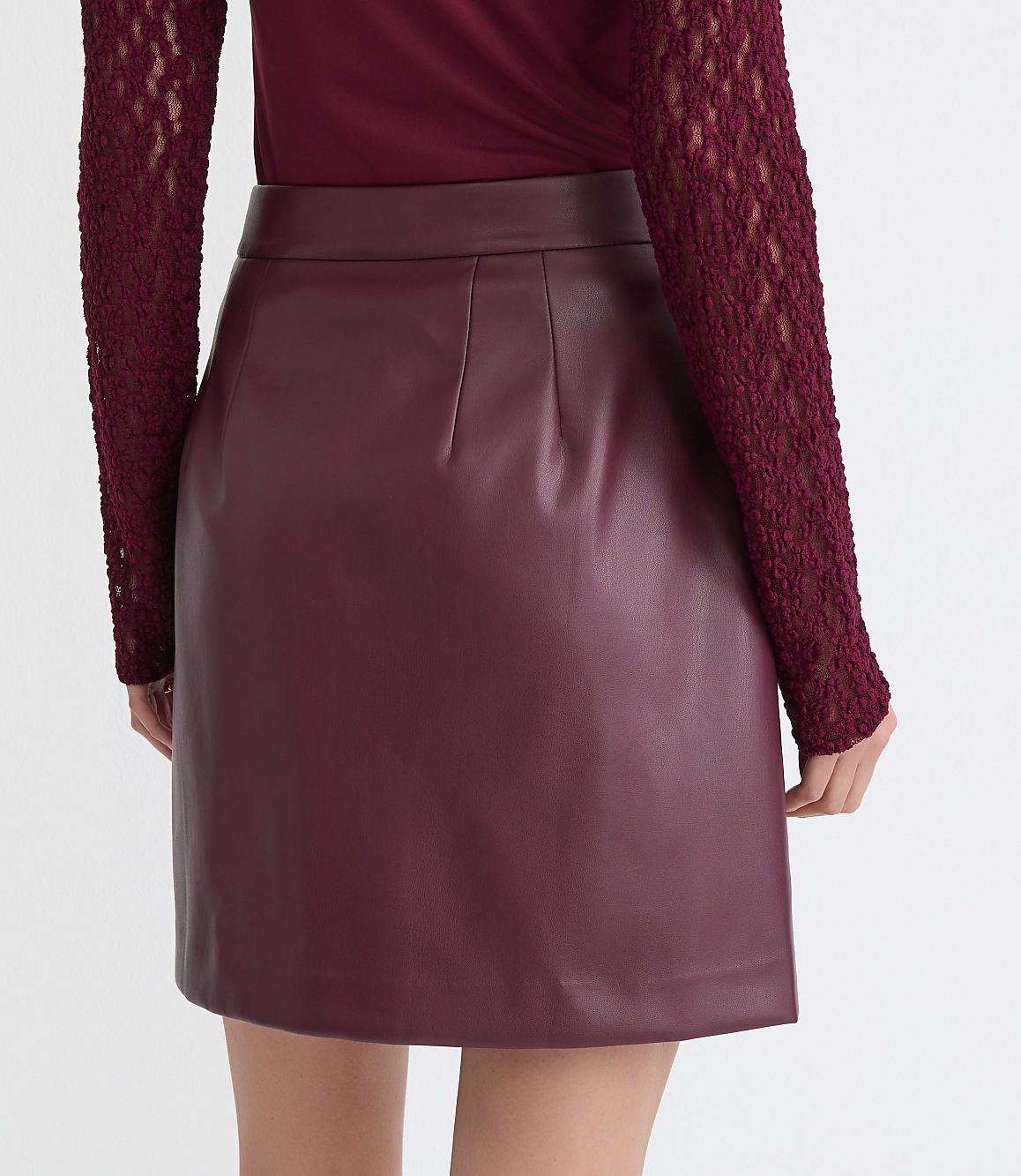 Petite Faux Leather Pleated Mini Skirt