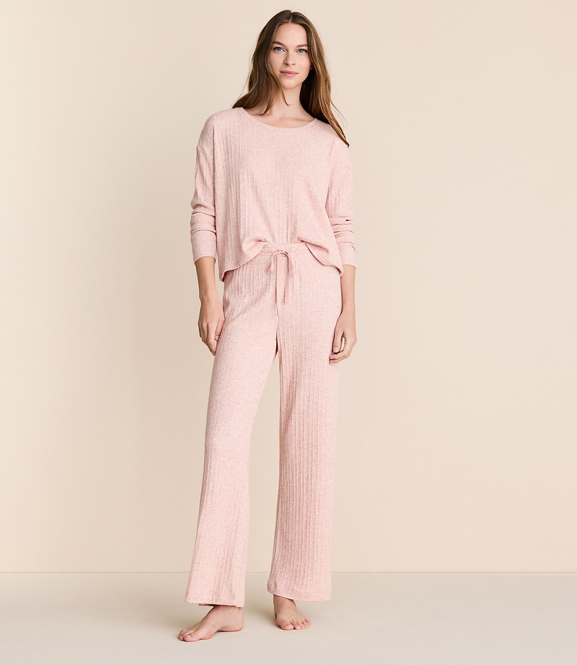 Lou & Grey Heathered Cozy Ribbed Pajama Set