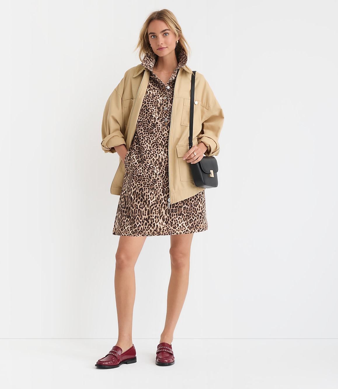 Leopard Print Mini Pocket Dress