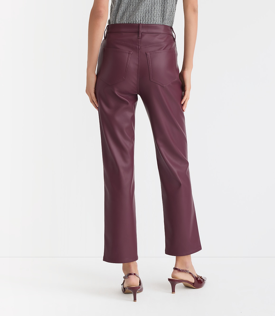 Five Pocket Straight Pants in Faux Leather