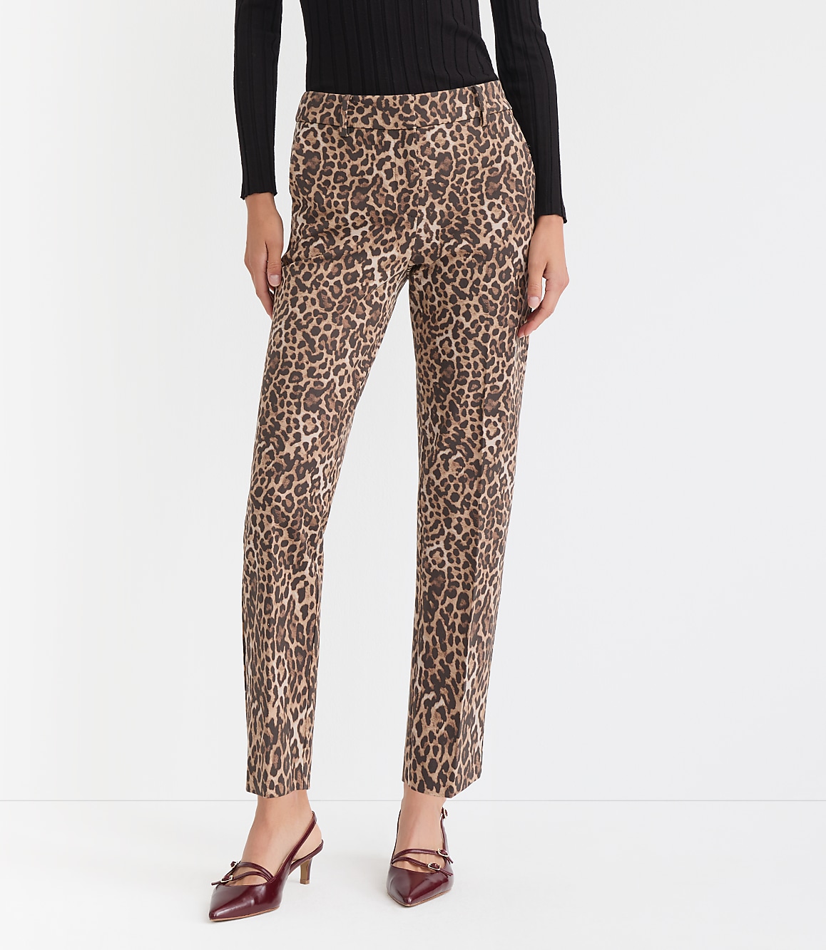 Petite Curvy Riviera Slim Pants in Leopard Print Bi-Stretch
