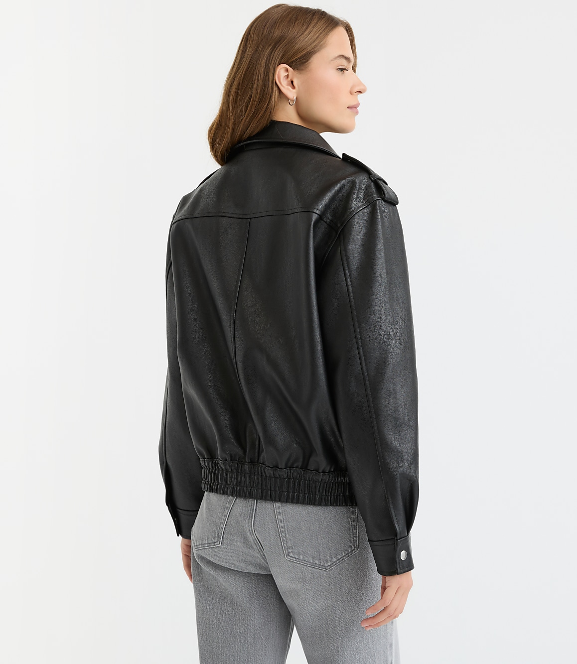 Petite Pebbled Faux Leather Jacket