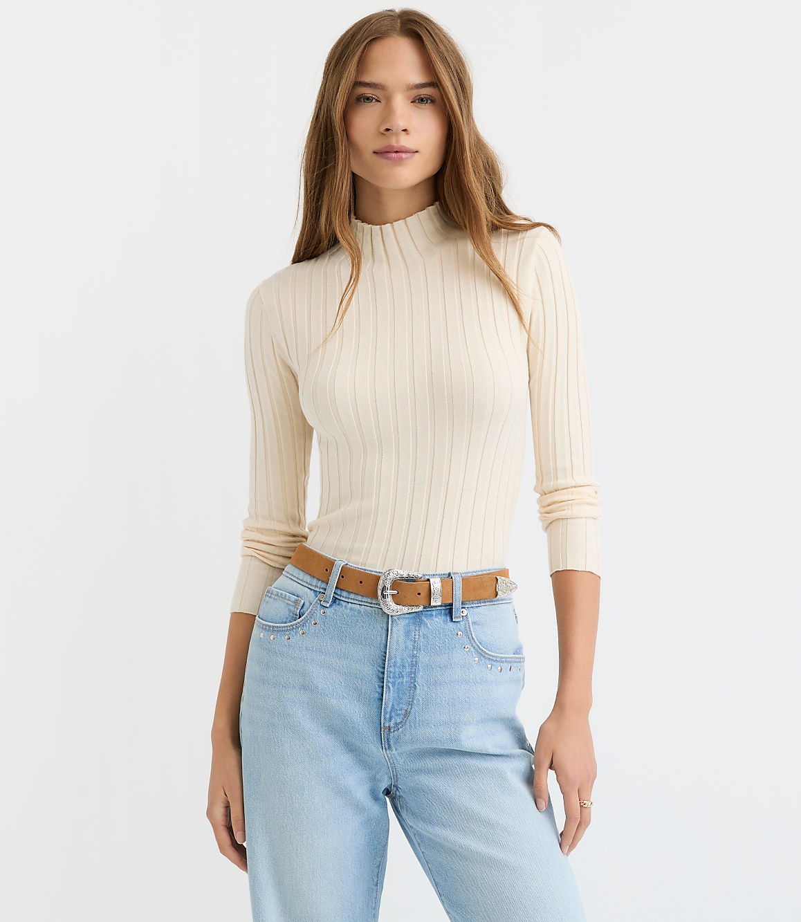Ribbed Mock Neck Sweater