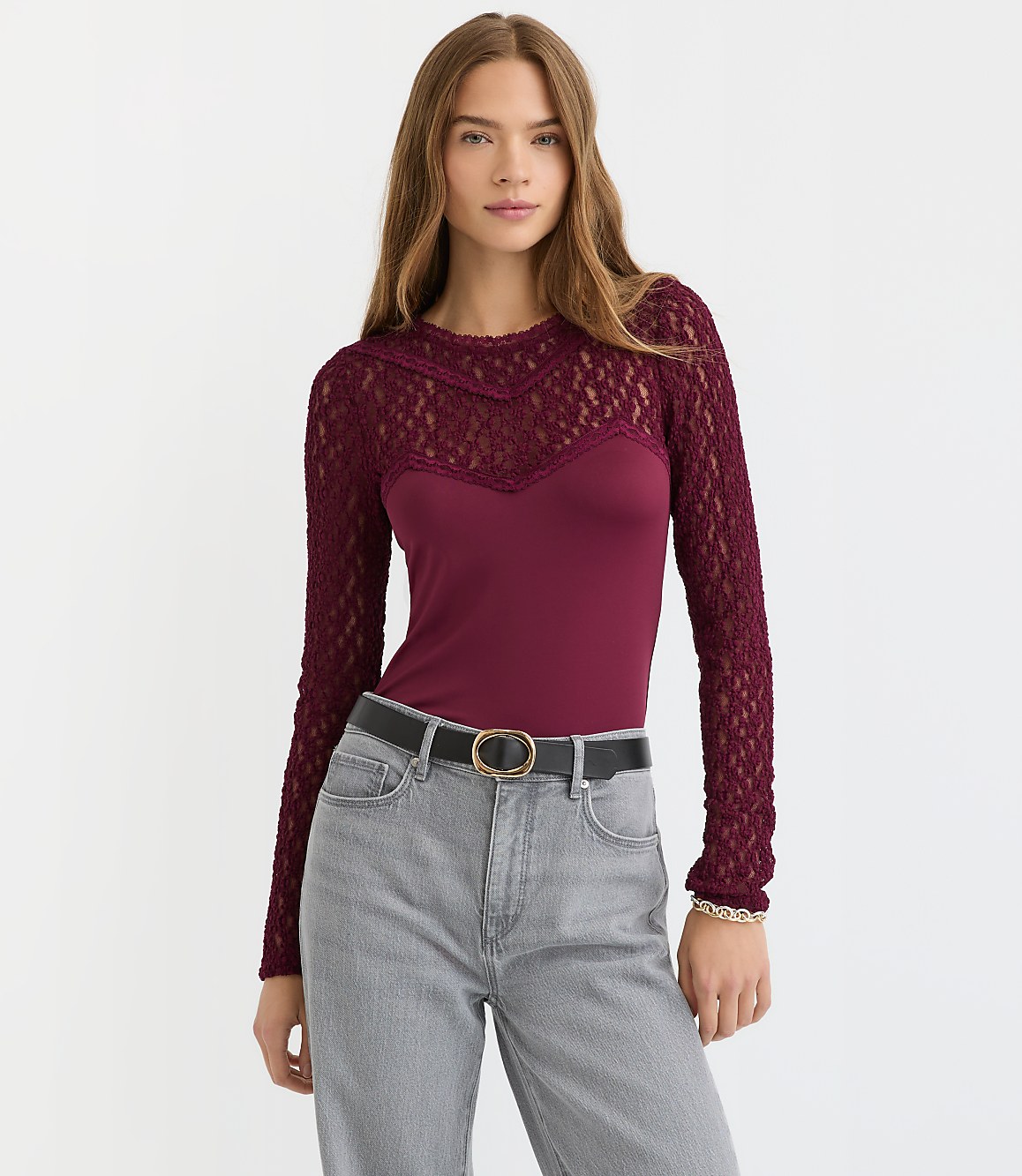 Lace Mixed Media Top