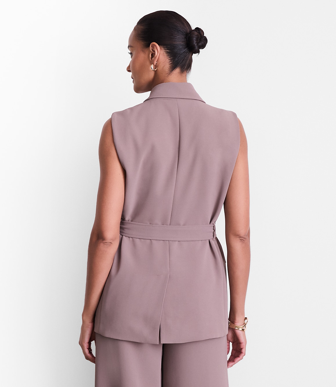 Petite LOFT Versa Crepe Drape Belted Blazer Vest