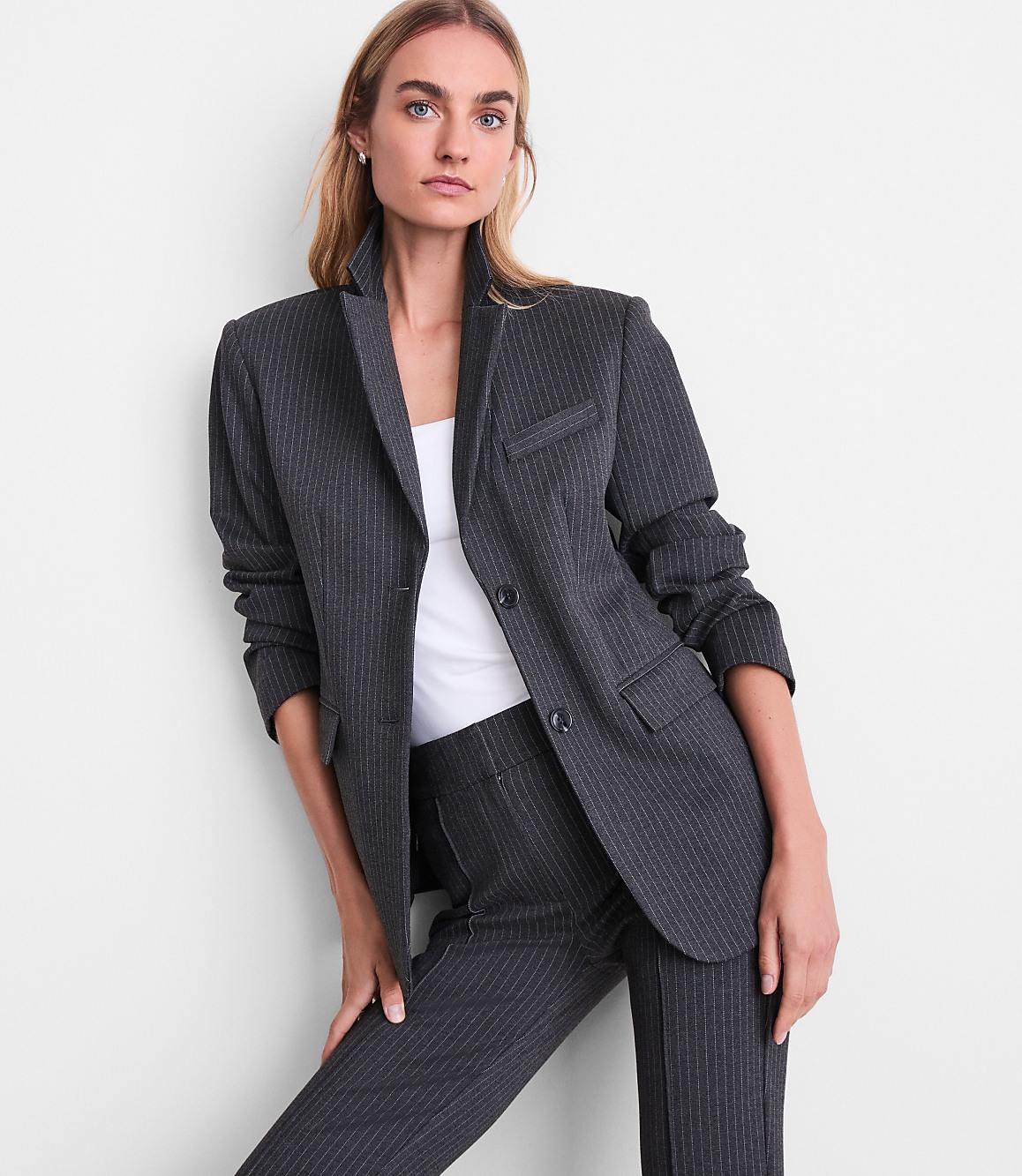LOFT Versa Ponte Blazer in Pinstripe