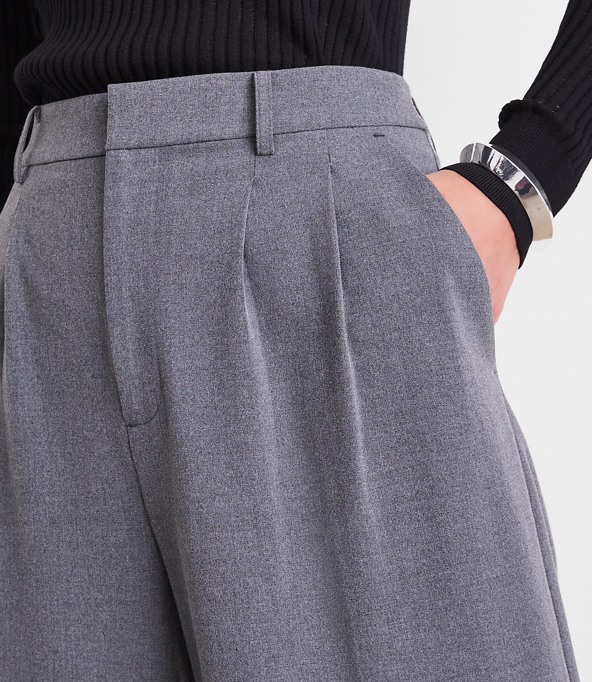 Curvy LOFT Versa Seasonless Stretch Double Pleat Wide Leg Pants in Heather