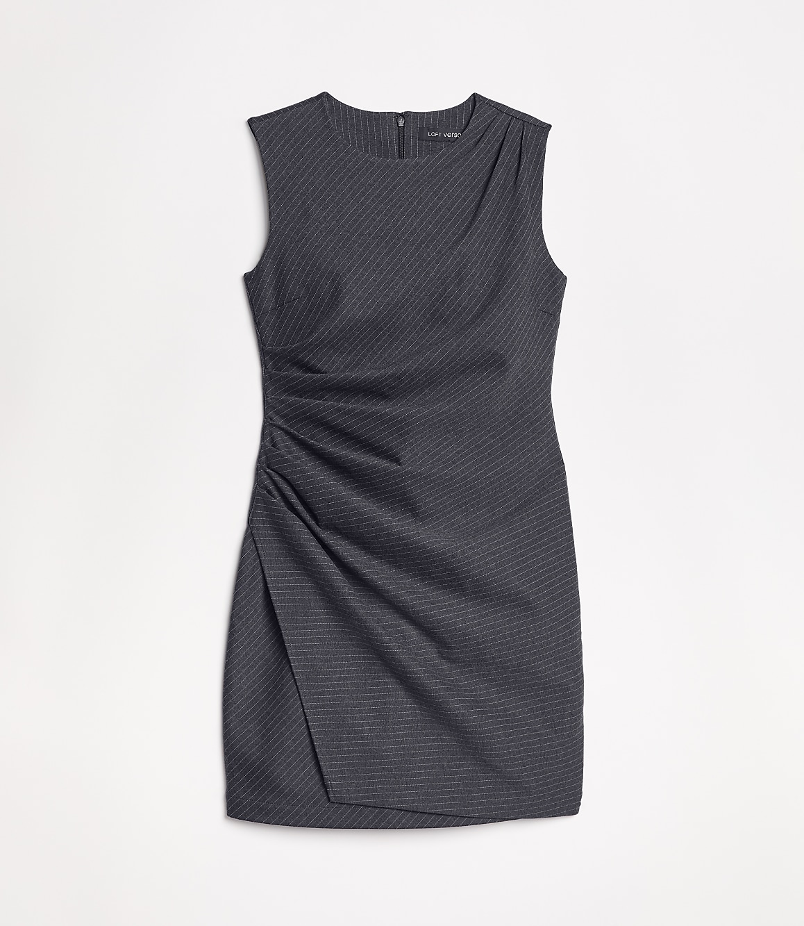 Petite LOFT Versa Ruched Ponte Mini Dress in Pinstripe