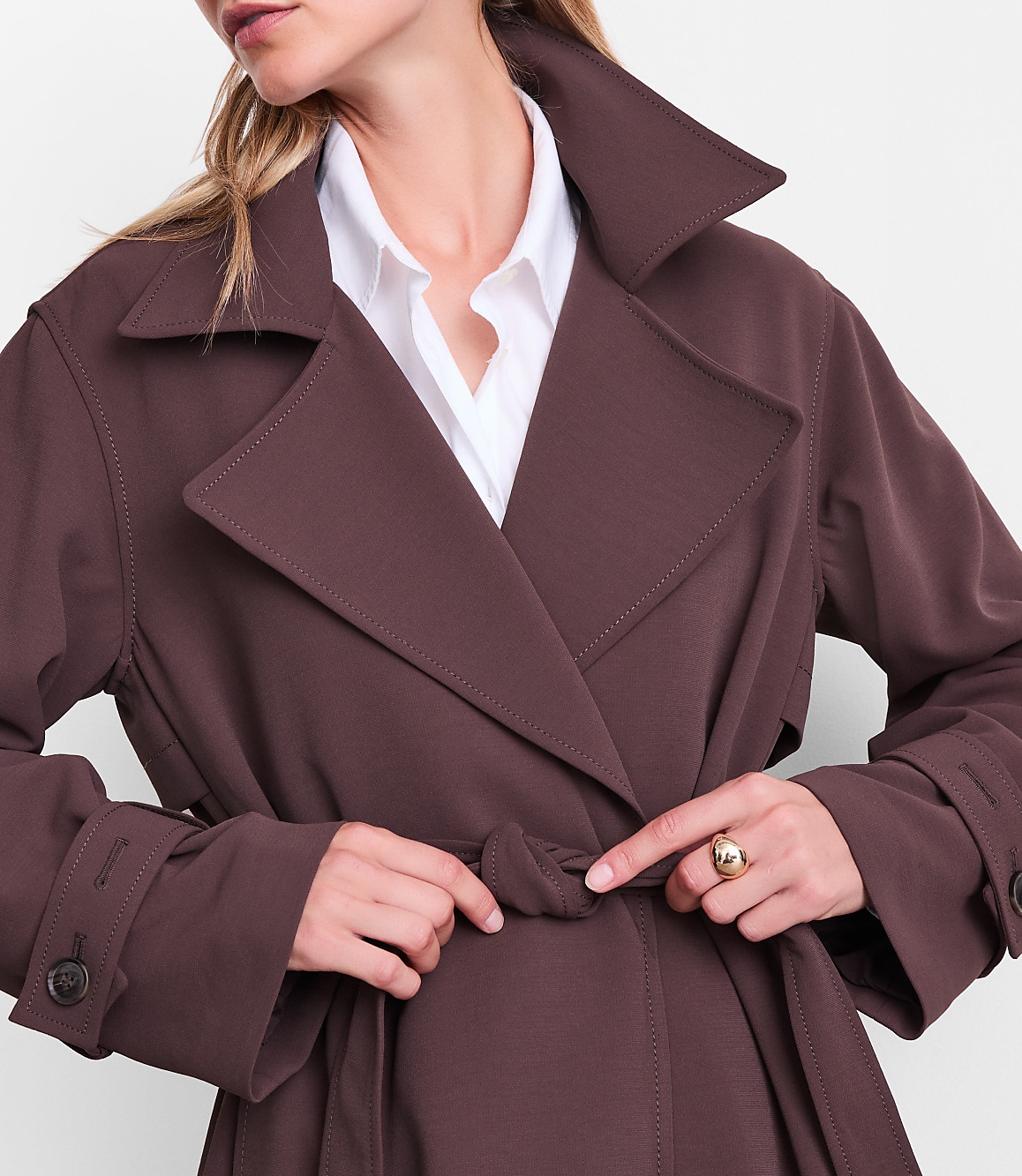 Petite LOFT Versa Crepe Drape Oversized Trench Coat