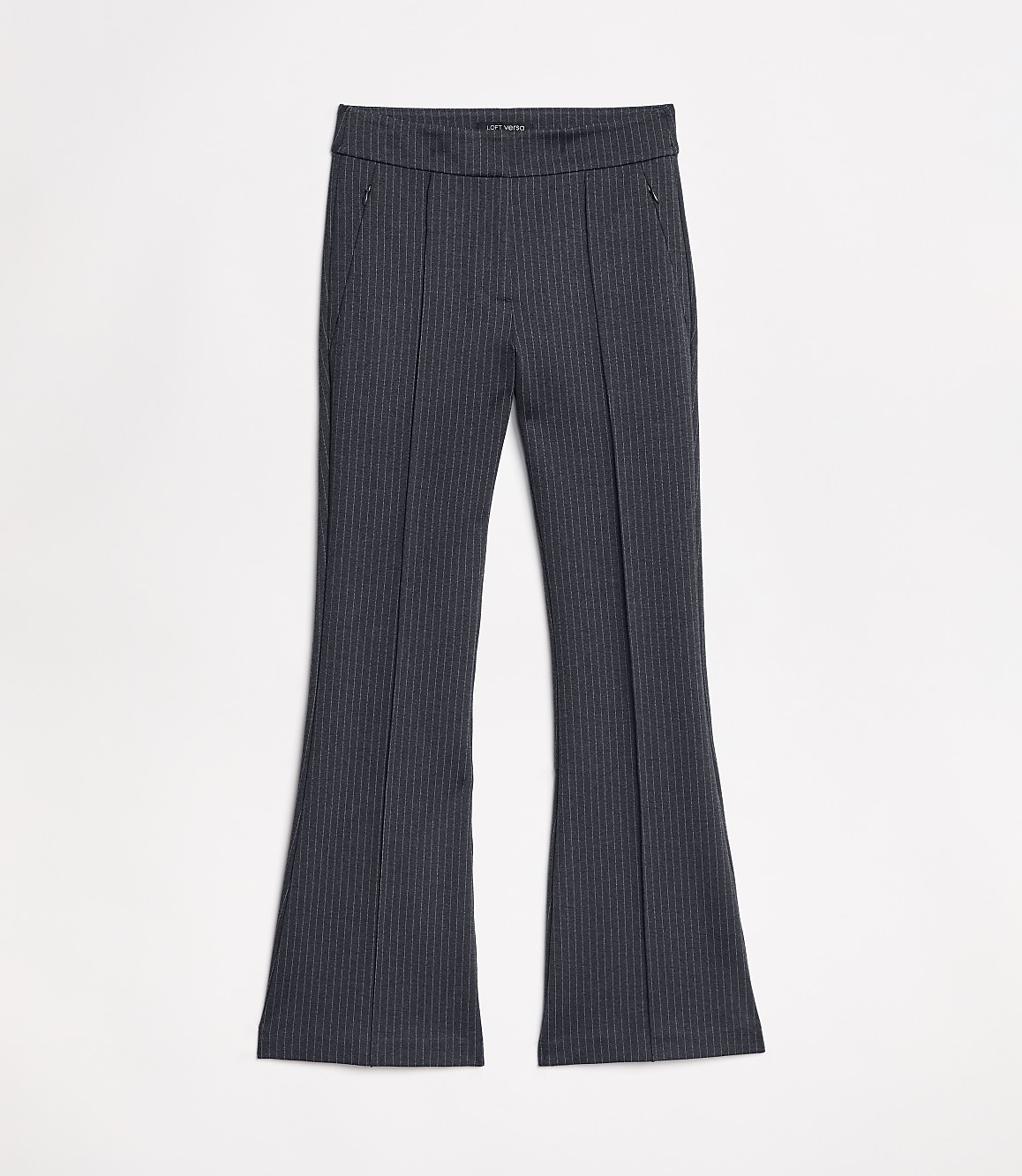 Curvy LOFT Versa Pintucked Ponte Flare Pants in Pinstripe