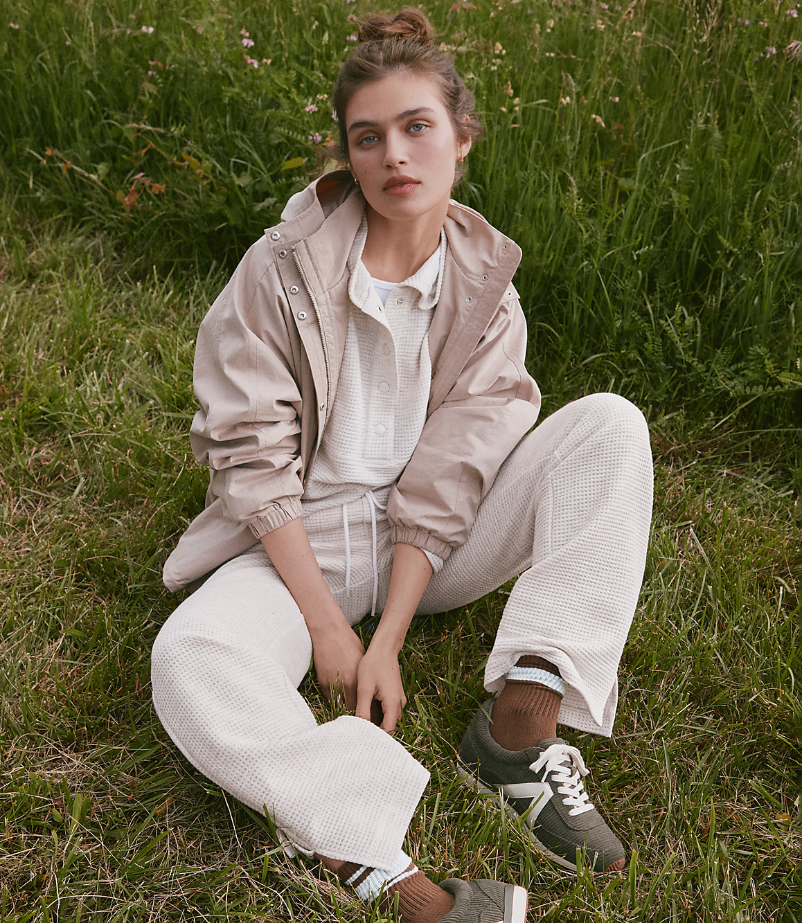 Lou & Grey Heathered Wafflestitch Straight Leg Pants