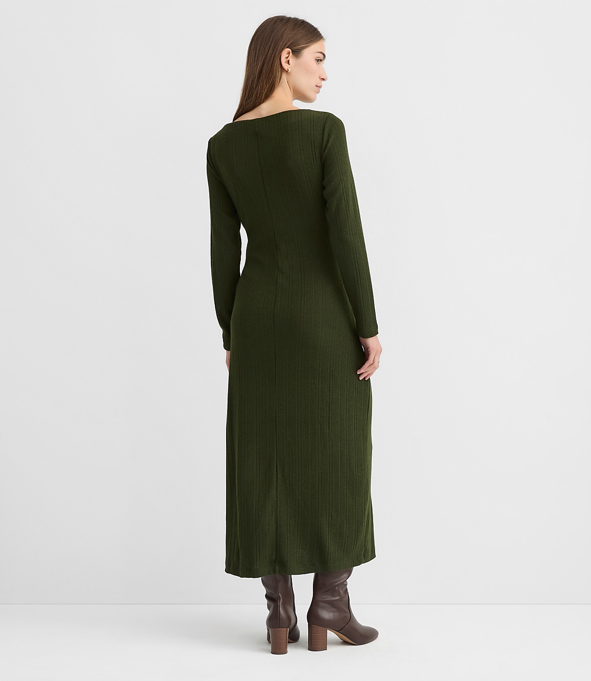 Ribbed Side Twist Midi Dress