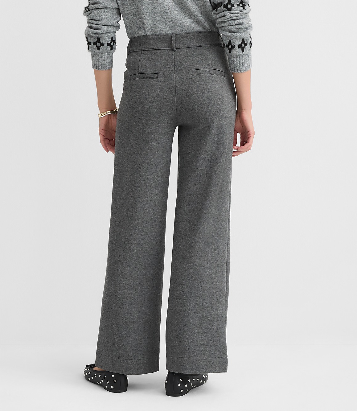 Petite Palmer Wide Leg Pants in Heathered Ponte