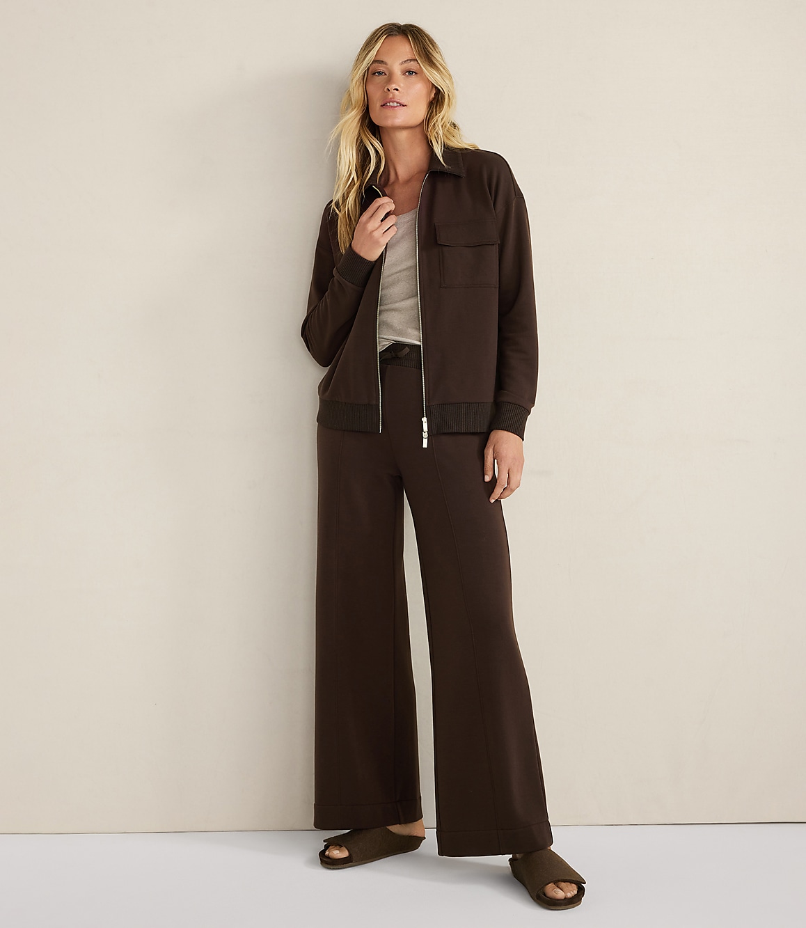 Haven Well Within Fleece Pintuck Cropped Wide Leg Pants