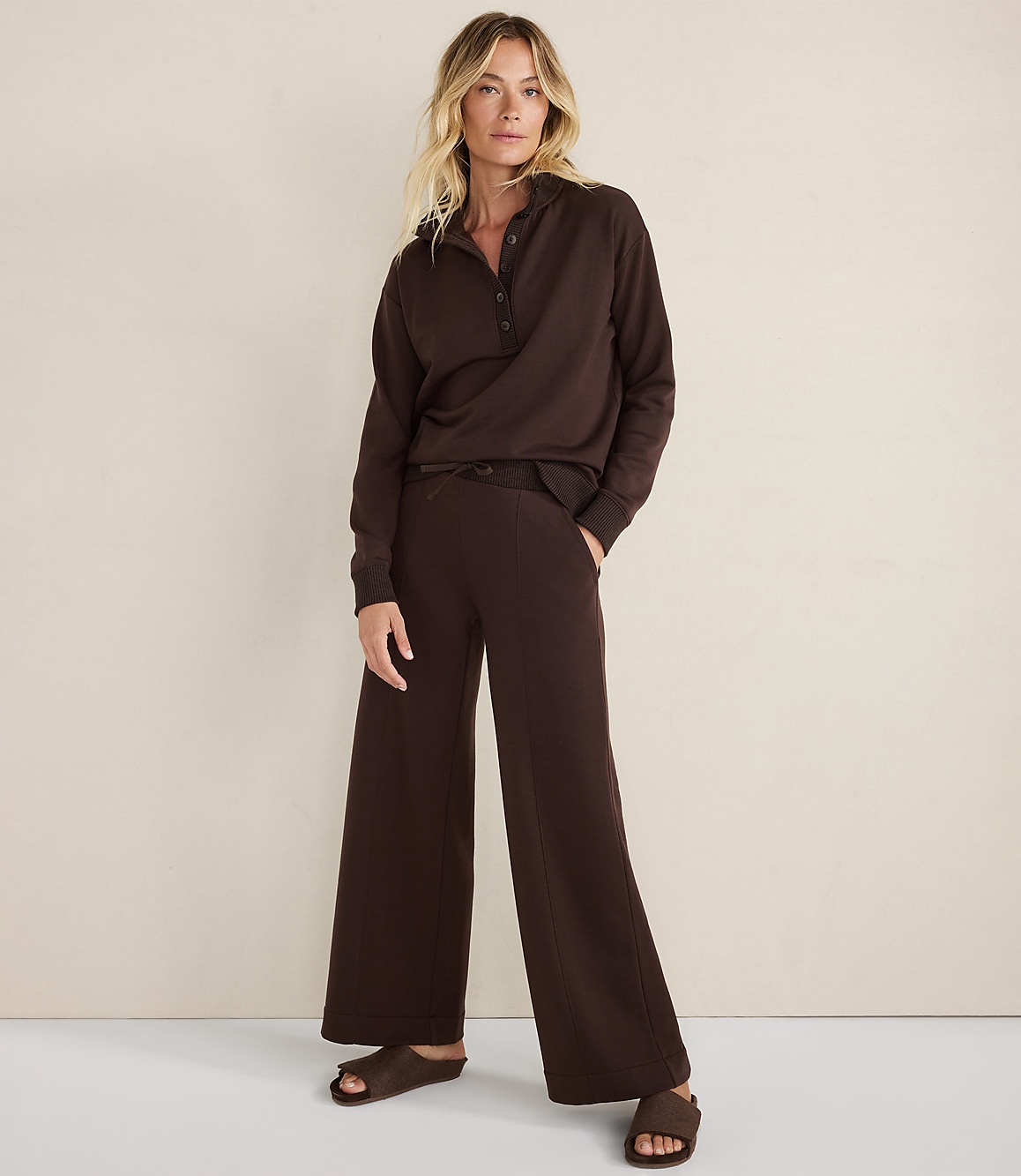 Haven Well Within Fleece Pintuck Cropped Wide Leg Pants