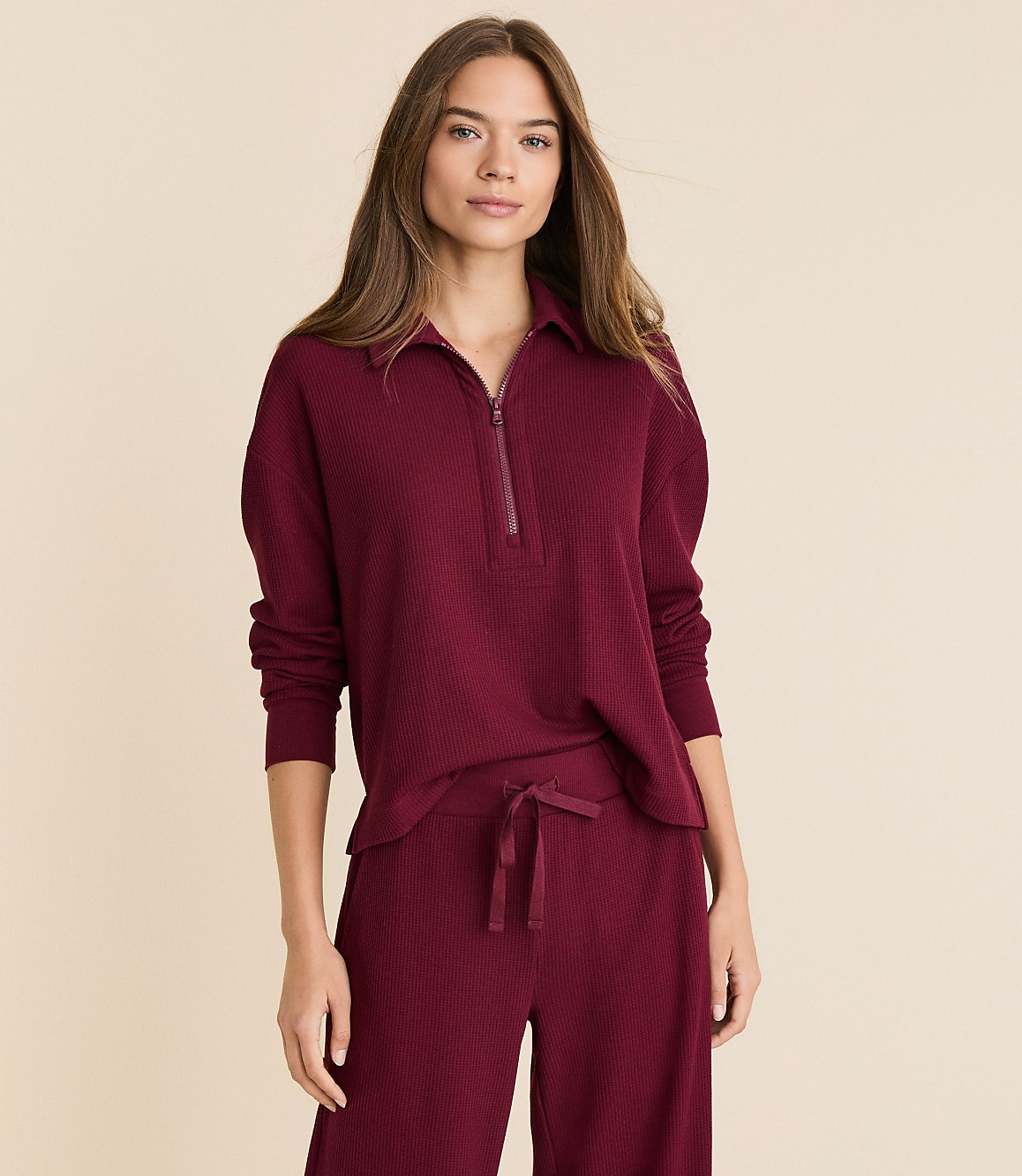 Lou & Grey Upstate Waffle Half Zip Top