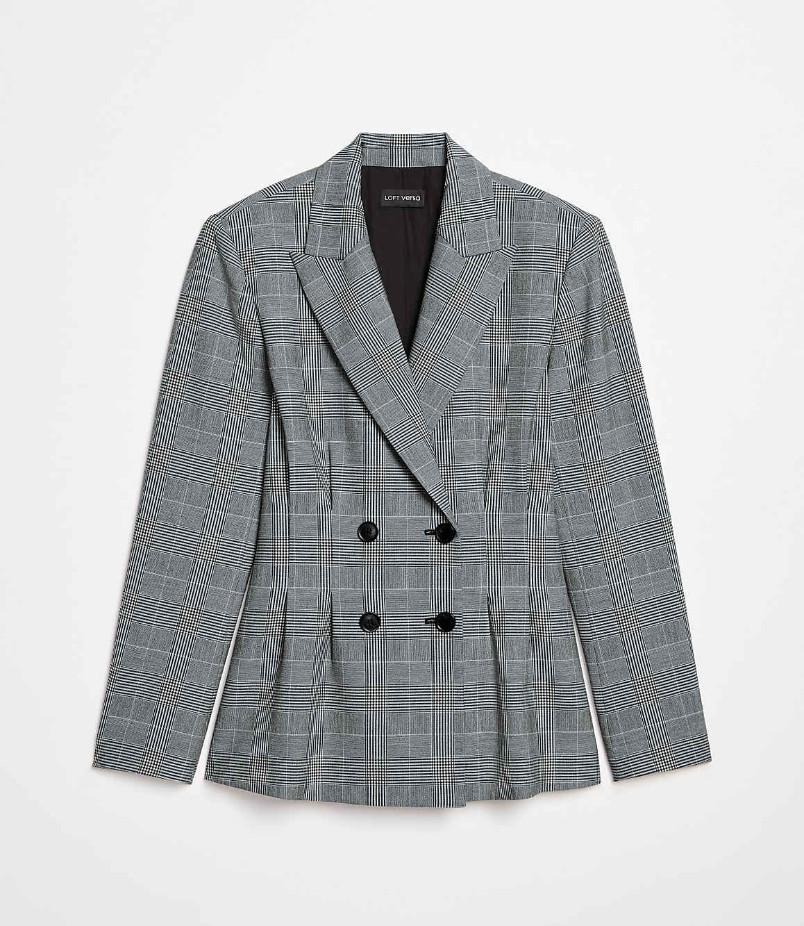 LOFT Versa Plaid Seasonless Stretch Double Breasted Blazer