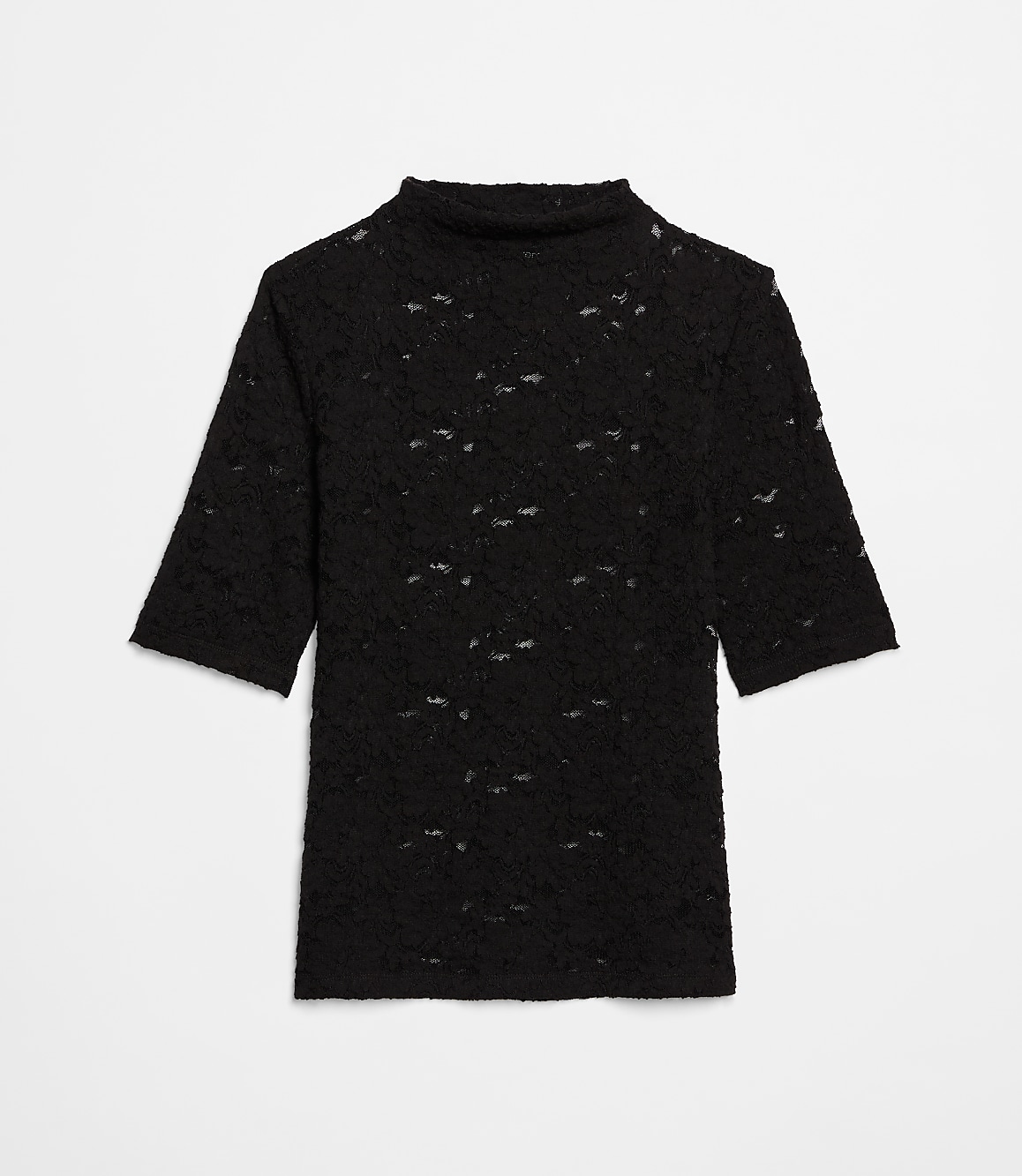 Petite LOFT Versa Lace Elbow Sleeve Turtleneck Top