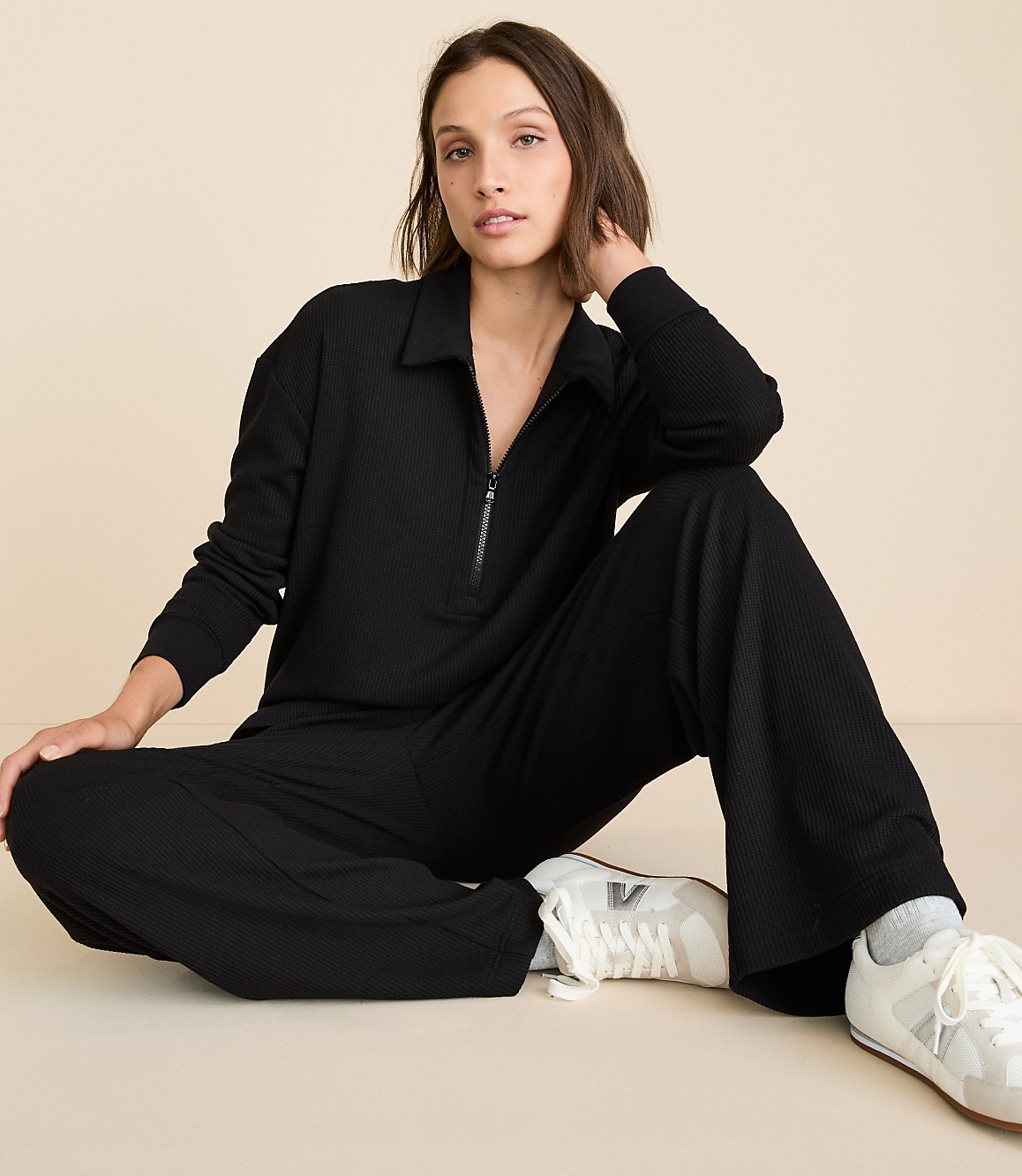 Lou & Grey Upstate Waffle Half Zip Top