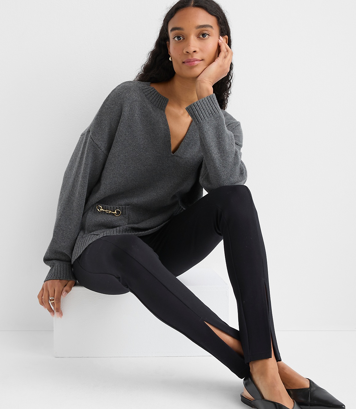 Heathered Horsebit Pocket Sweater