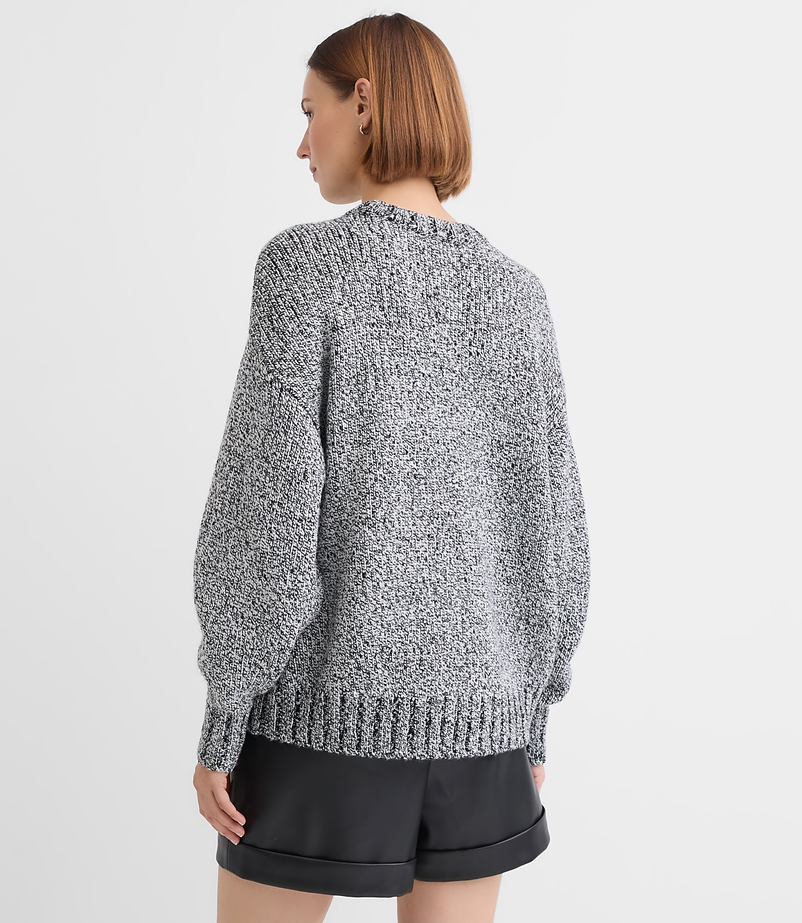Petite Shimmer Marled Elliptical Hem Sweater