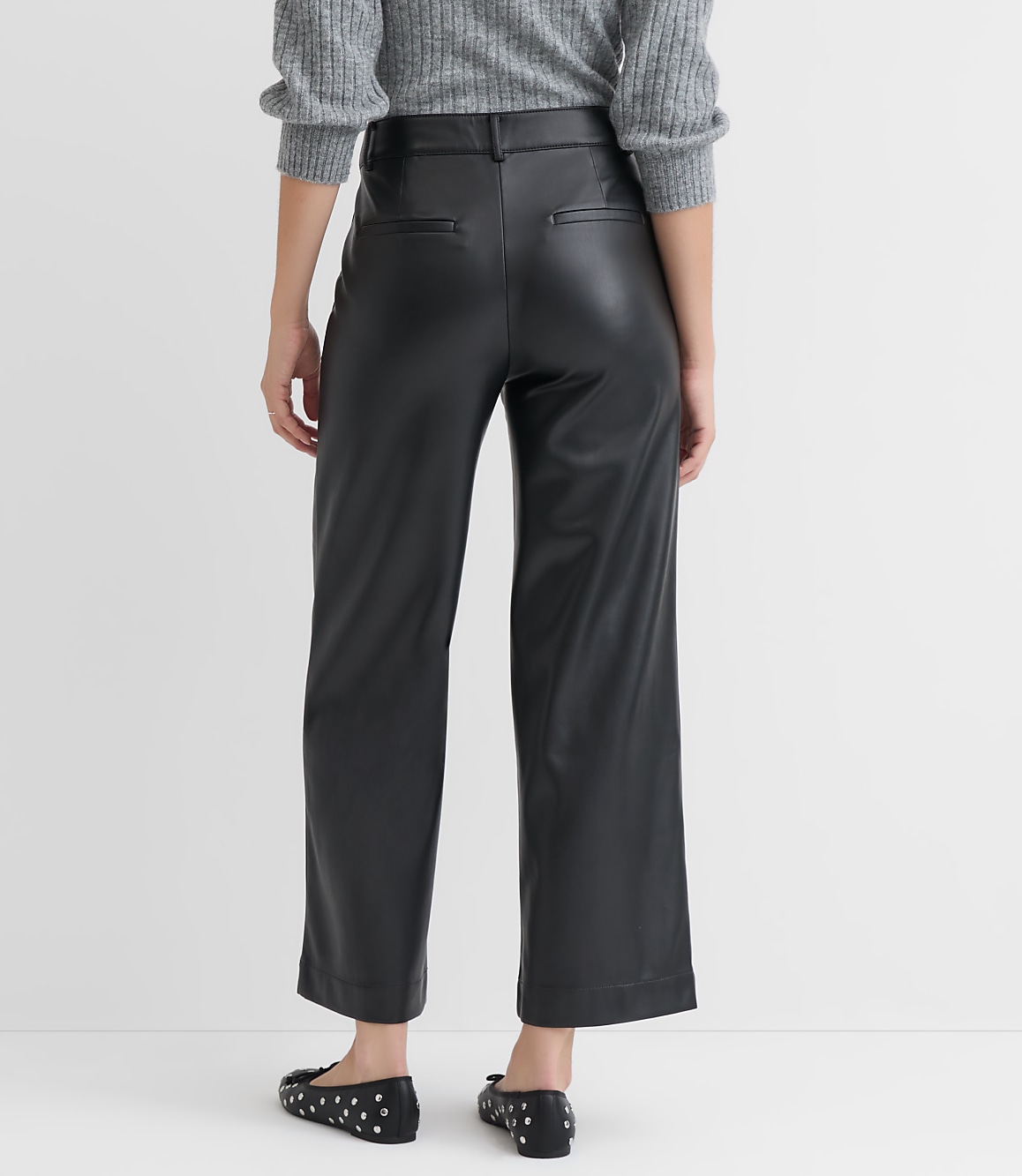 Wide Leg Pants in Faux Leather