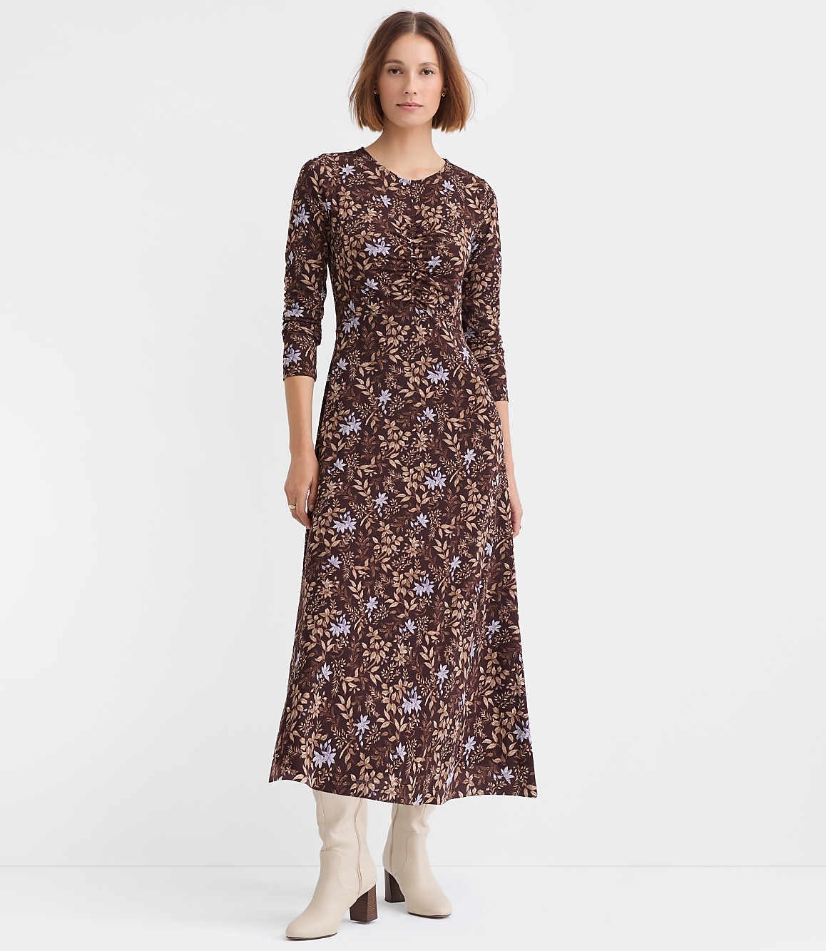 Tall Garden Ruched Bodice Midi Dress