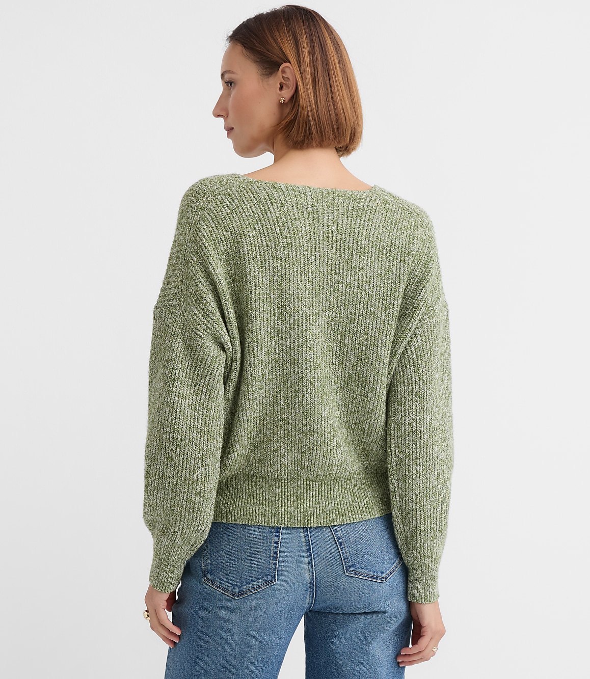 Angled Ribbed V-Neck Sweater