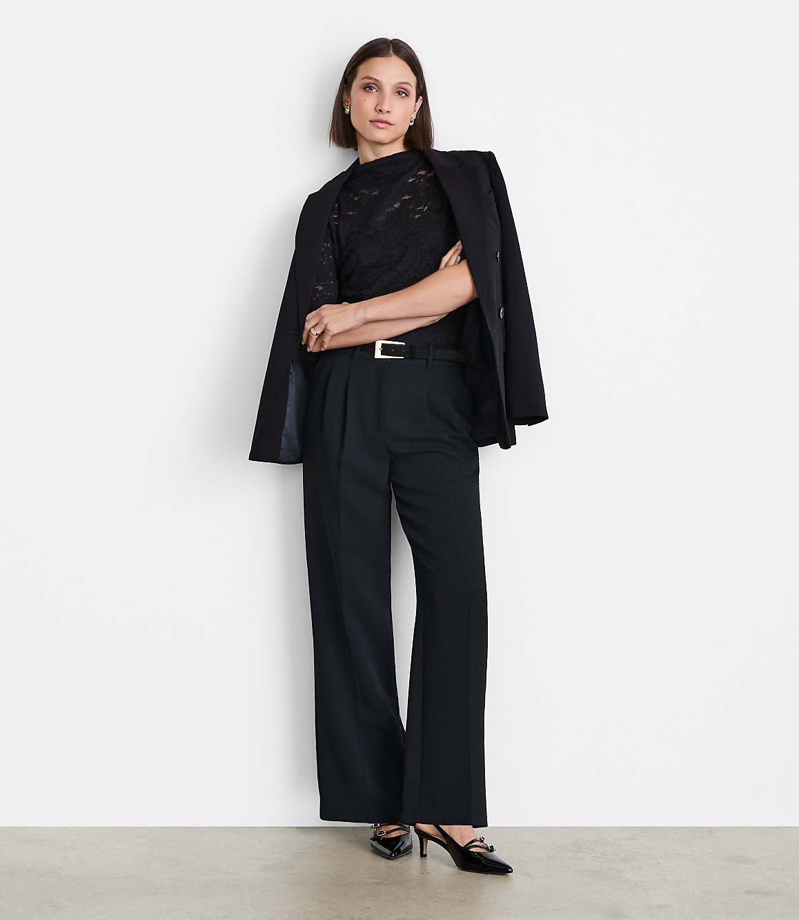 LOFT Versa Lace Elbow Sleeve Turtleneck Top